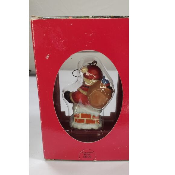 Vintage Christmas Ornament "Santa in a Chimney" Trim A Tree Charm 1992 - Picture 2 of 8